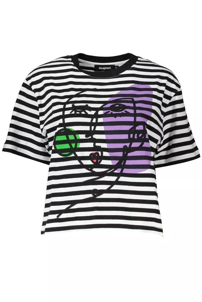

Desigual Chic Embroide Хлопковая футболка с логотипом для женщин, черный
