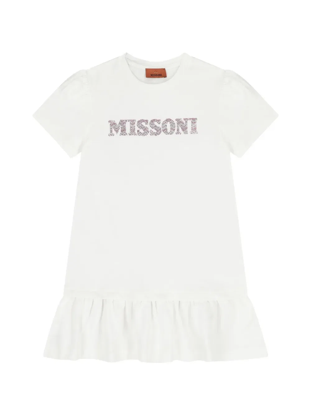 Платье из хлопка с оборками Missoni Kids, белый