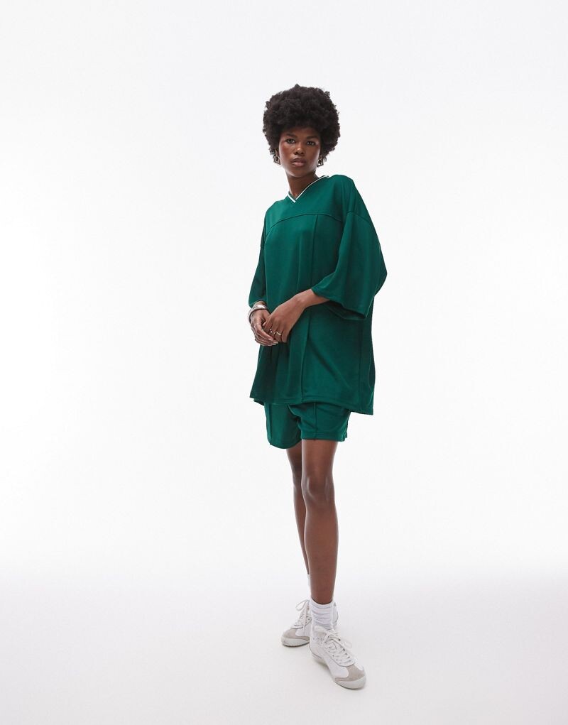 Зеленая спортивная трикотажная футболка оверсайз Topshop Coord