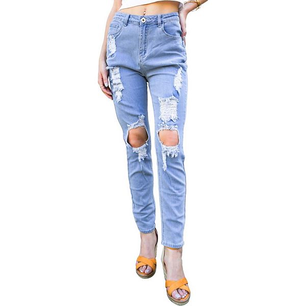 

Женские джинсы скинни с потертостями Anna-Kaci, Light Blue