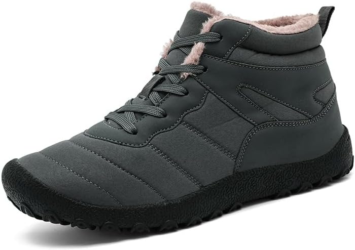 

Мужские ботинки Hhhchpm с подкладкой из теплого плюша, удобные, с нескользящей и долговечной термо подошвой, с боковой молнией, зимняя обувь для мужчин, темно-серый