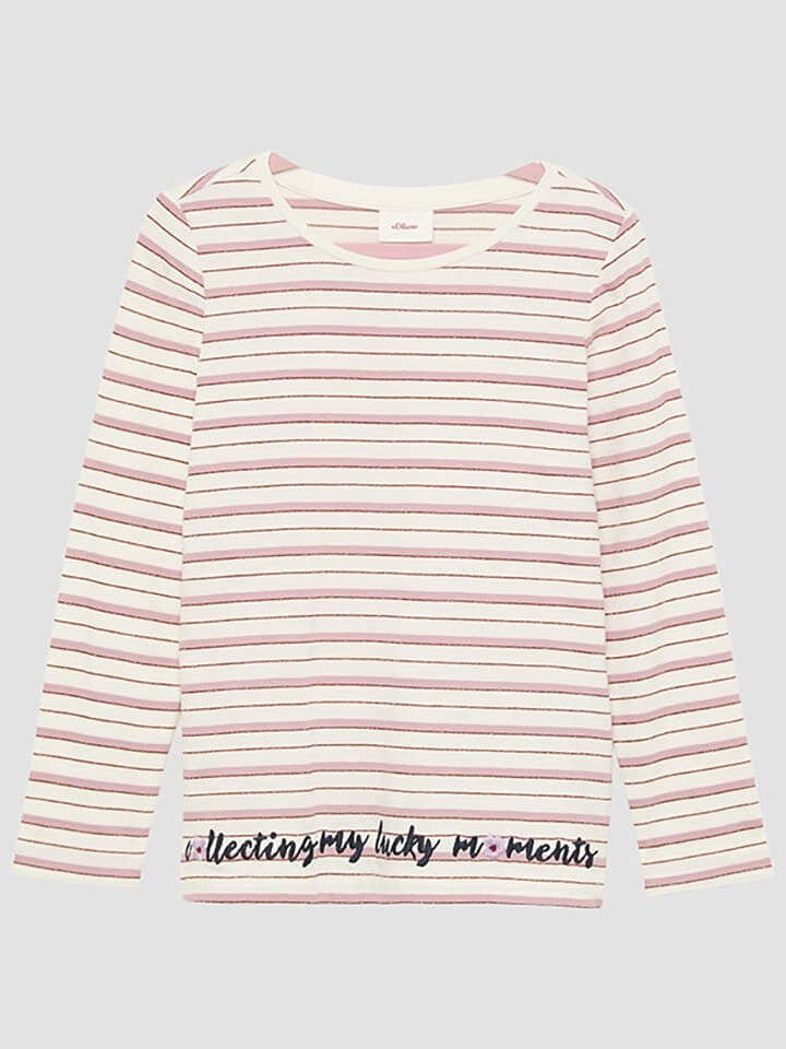 

Лонгслив s.Oliver Longsleeve, цвет Weiß/Rosa