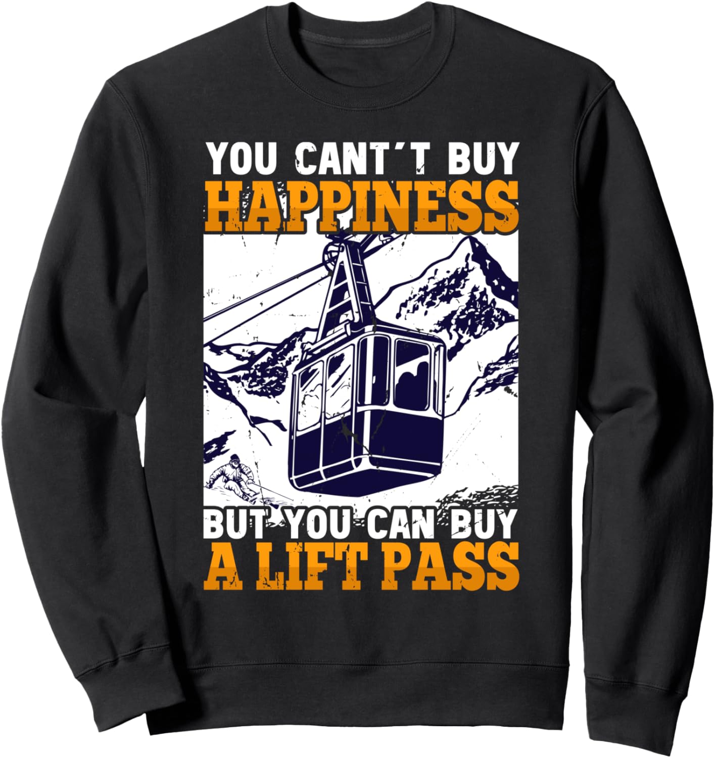 

Толстовка «Счастье на горнолыжном отдыхе» с абонементом на подъемник для любителей лыжного спорта Skifahren, Skibekleidung, Wintersport Fanartikel, черный