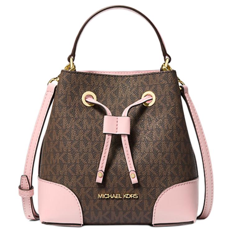 

MICHAEL KORS Сумка-ведро Mercer Coated Canvas With Polyurethane малая женская розовая и коричневая