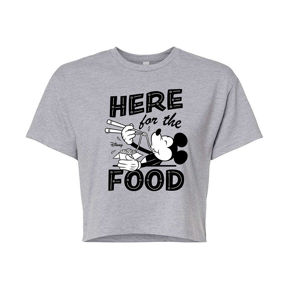 

Укороченная футболка Disney's Mickey Mouse Juniors Here For The Food, цвет Heather Gray