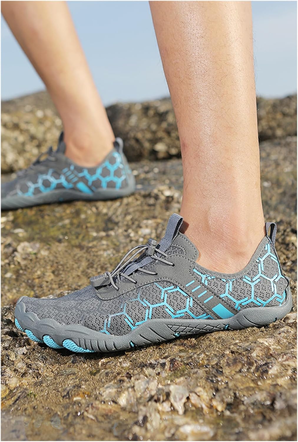 Hike Barefoot- обувь для женщин и мужчин, профессиональная, здоровая, противоскользящая, быстросохнущая, с широкой носочной частью, кроссовки для пляжа, плавания, спортивная обувь для йоги, легкая обувь для Aqua Walking Ayziemezm, серый — фото 3