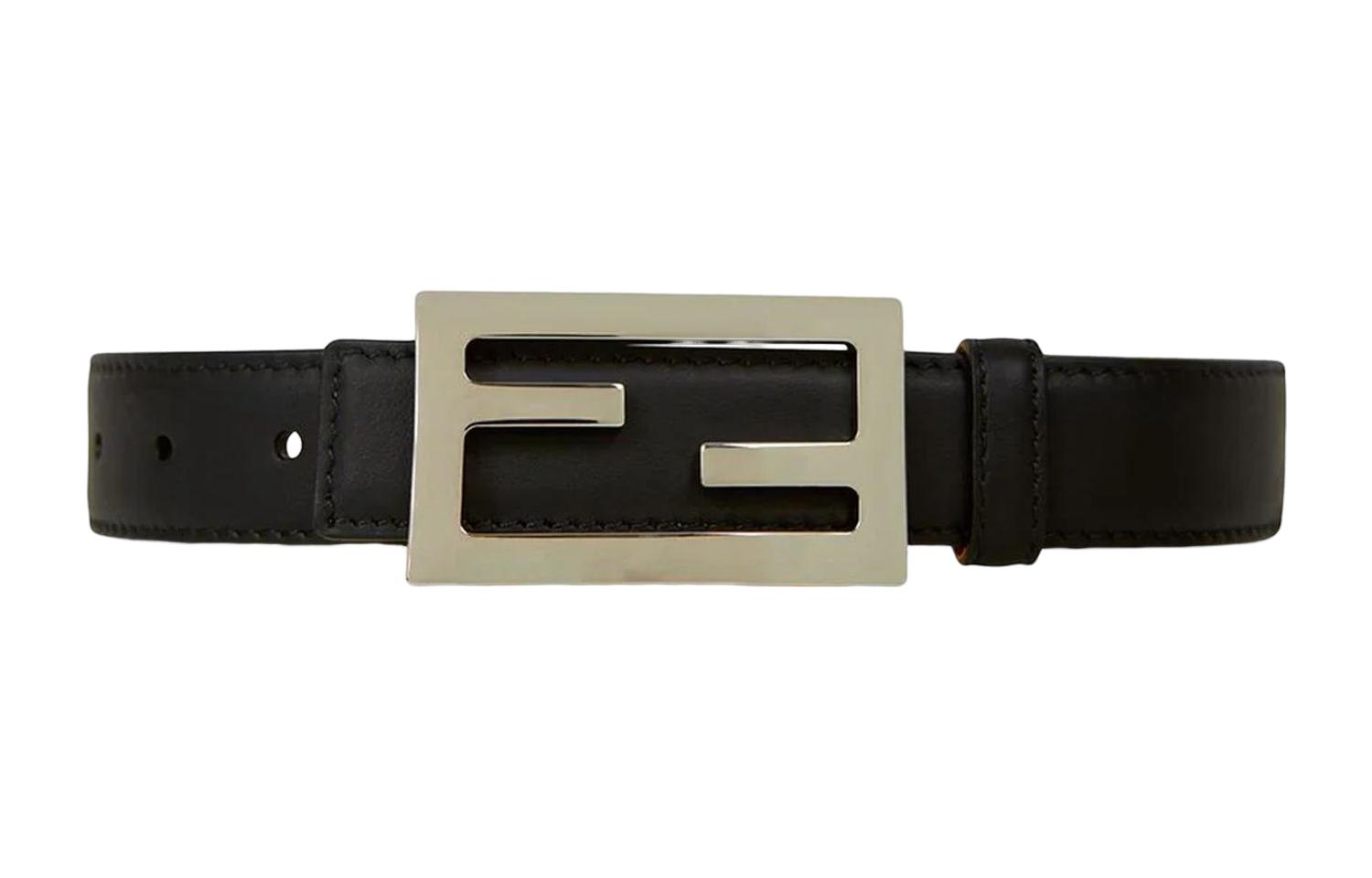 

FENDI Кожаный ремень унисекс, черный/желтые