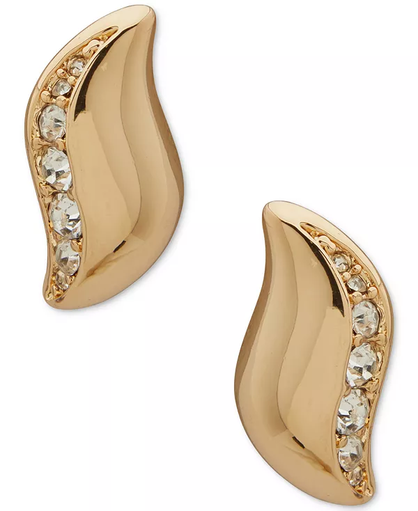 

Серьги-Гвоздики золотистого оттенка со стеклянными камнями и объемным завитком Anne Klein, crystal