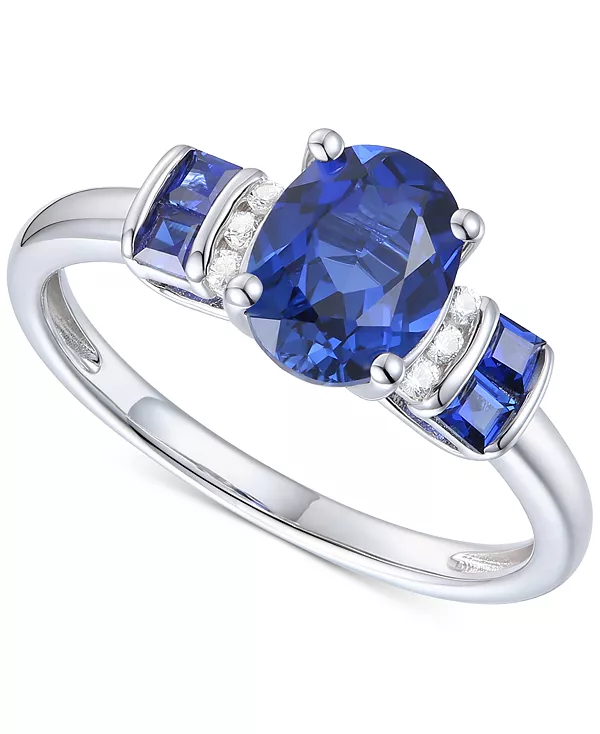 

Эффектное кольцо с аметистом (1-1/2 карата tw) и выращенным в лаборатории белым сапфиром (1/20 карата tw) из стерлингового серебра с покрытием из 14-каратного золота (также с другими драгоценными камнями) Macy'S, sapphire