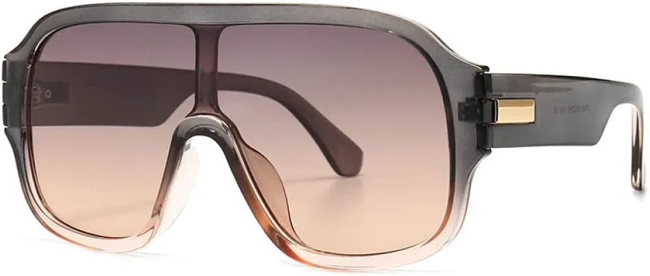 

Крупные квадратные солнцезащитные очки с одной линзой для мужчин и женщин, модные очки-маски с защитой от УФ-излучения в винтажном стиле MTZJH, One Color