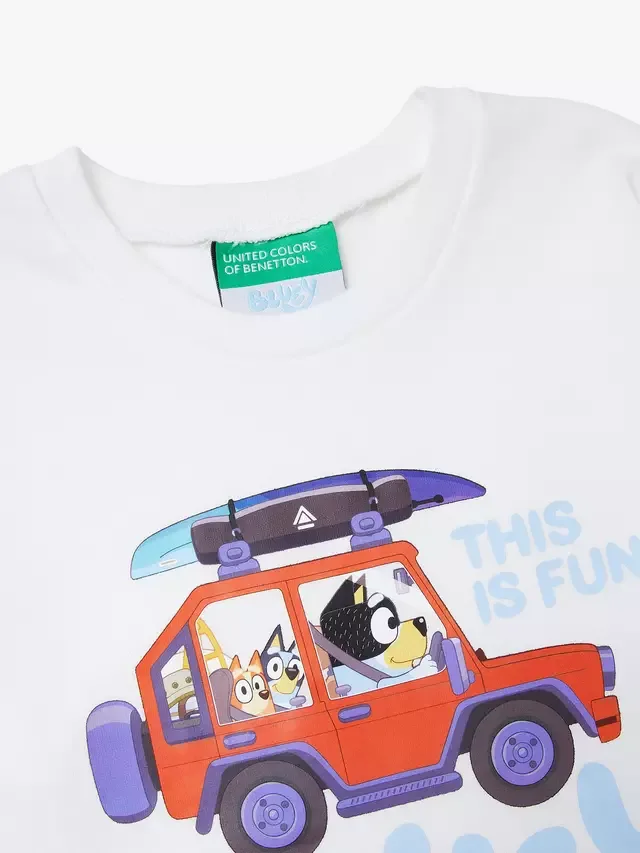 Детская футболка с длинными рукавами и принтом Bluey, белая/разноцветная Benetton — фото 3