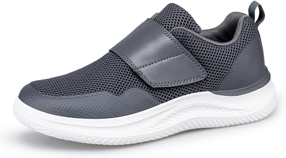 

LEADER SHOW Мужские повседневные кроссовки для ходьбы для опухших ног, удобные, легкие, с регулируемой посадкой, серый