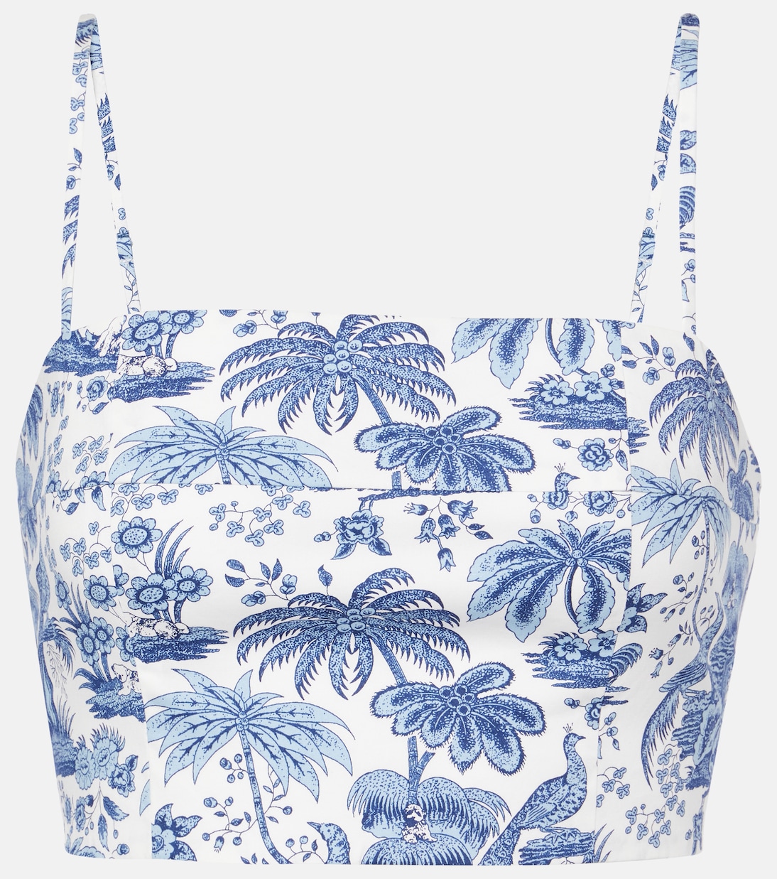 

Укороченный хлопковый топ с принтом Federico Staud, Blue Toile