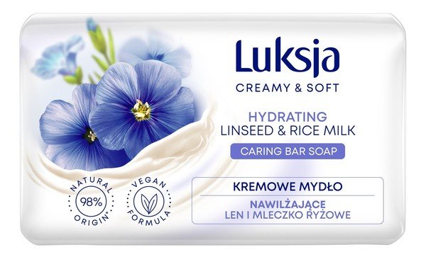 

Luksja Creamy & Soft, увлажняющее кремовое мыло с льном и рисовым молоком 90 г