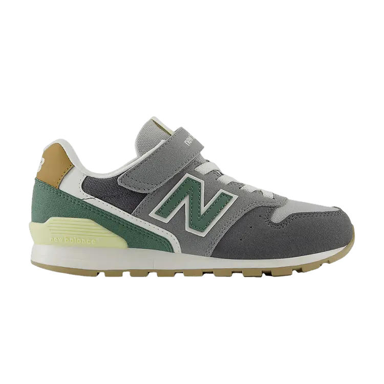

Кроссовки New Balance 996 Hook & Loop Little Kid Wide 'Black Cement New Spruce', серый