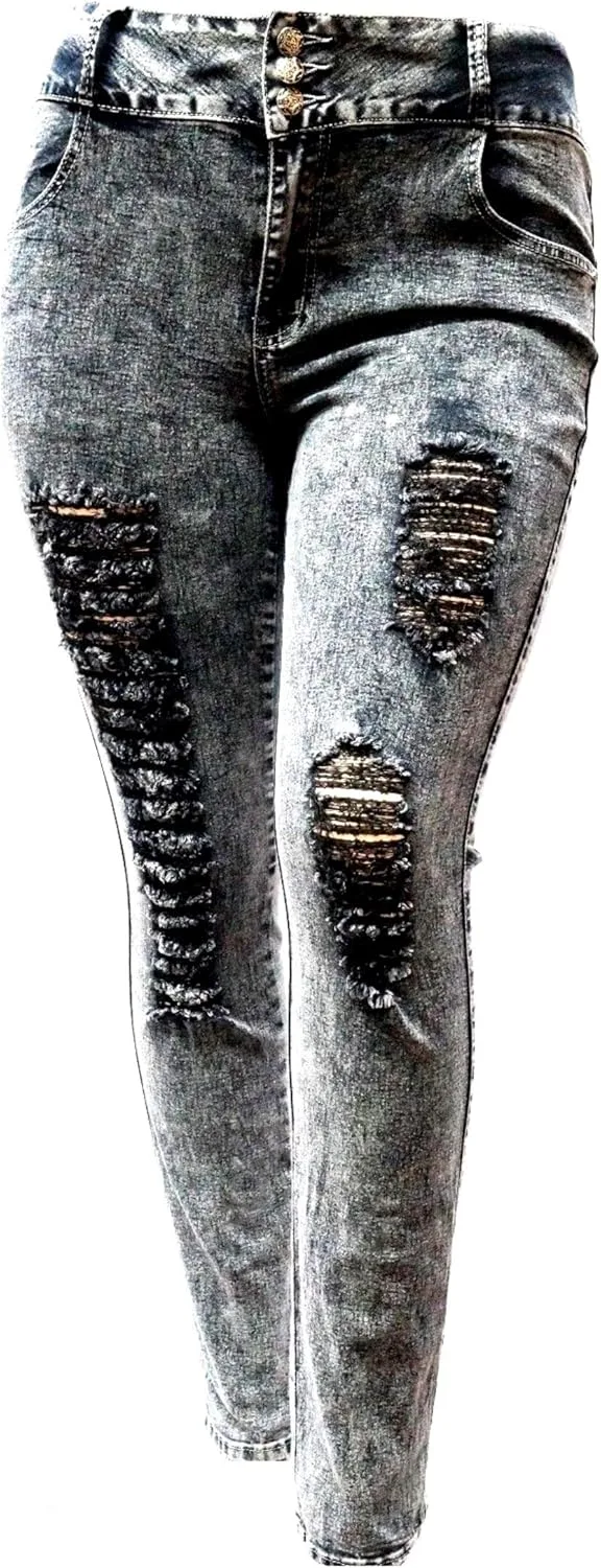 

Jack David женские джинсы Plus Size рваные синие/черные скинни JEANS FOR LOVE-Eline