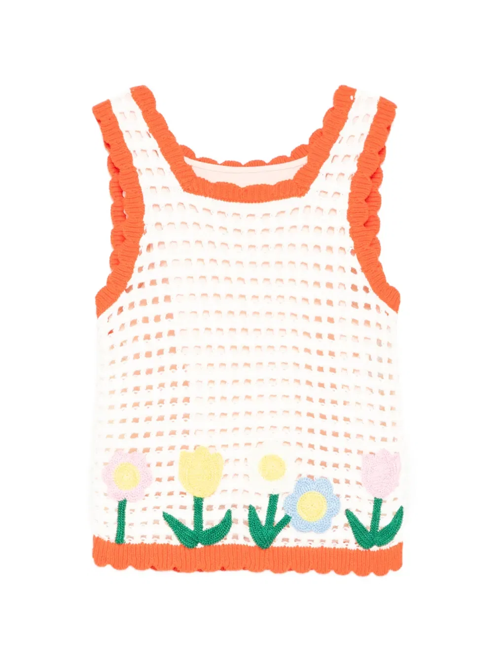 Вязаный топ с цветочной аппликацией Stella Mccartney Kids, нейтральный