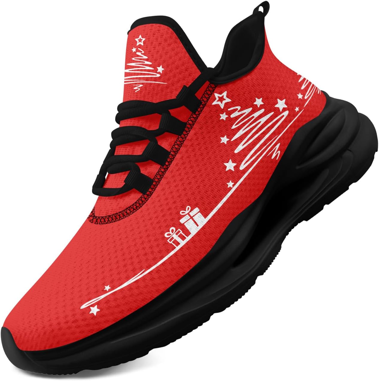 

Рождественские кроссовки для мужчин и женщин, праздничная обувь для вечеринок, легкие, дышащие, стильные, с амортизацией, рождественские туфли Awsole, белый/черный/красный