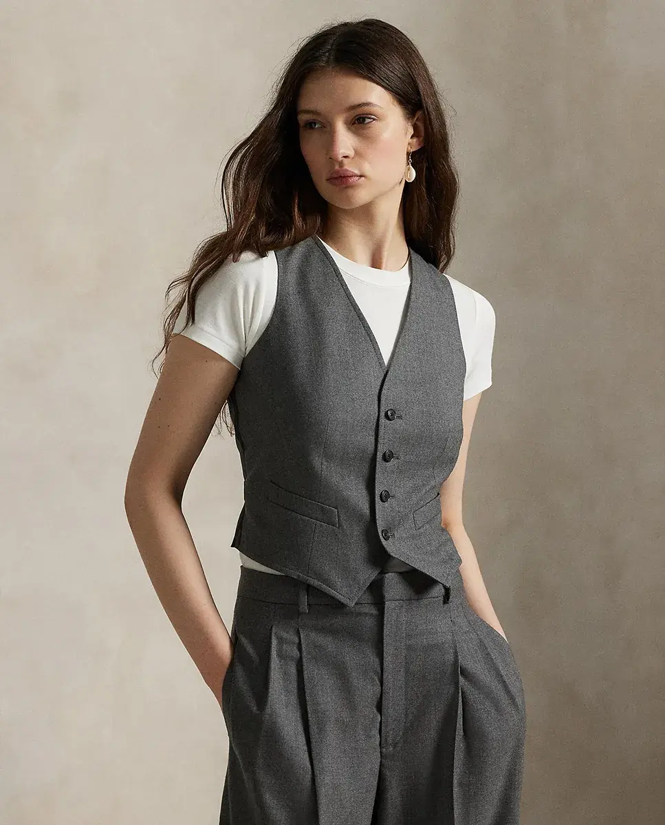 

Женский шерстяной жилет на пуговицах Polo Ralph Lauren, темно-серый