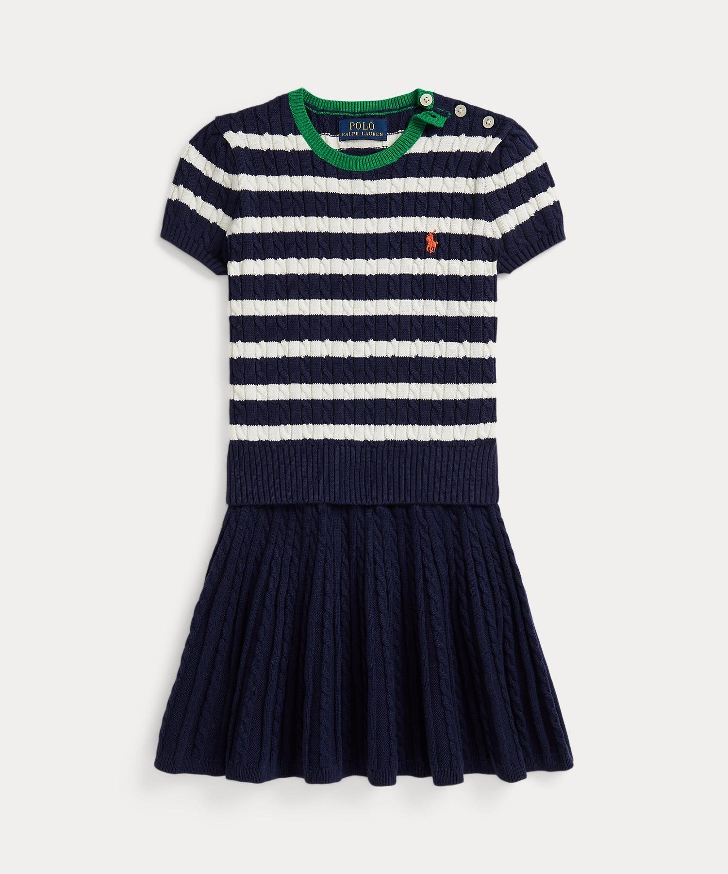 (Для девочек 2-6 лет) Комплект из полосатого хлопкового свитера и юбки Polo Ralph Lauren, 410 Navy