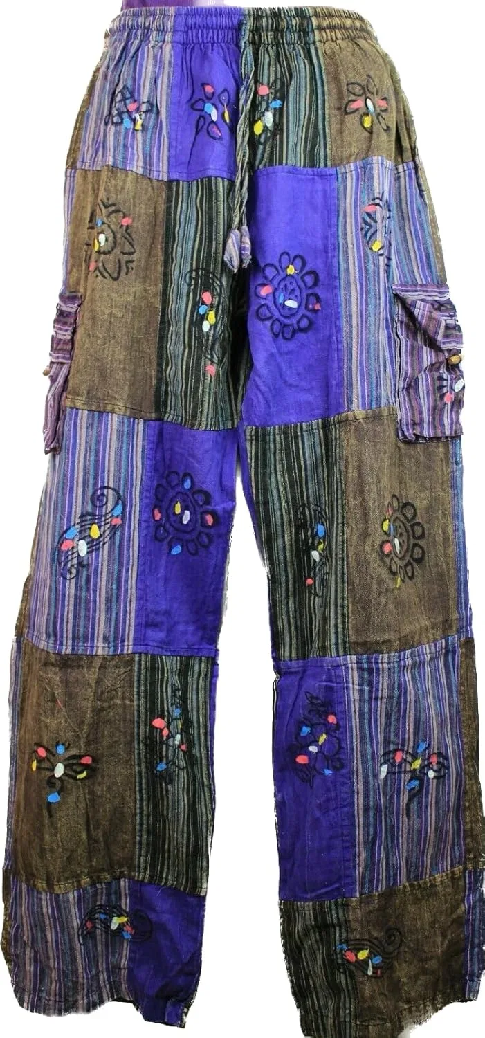 Широкие брюки Patchwork Cotton Hippy из хлопка, Karma Handicrafts, фиолетовый