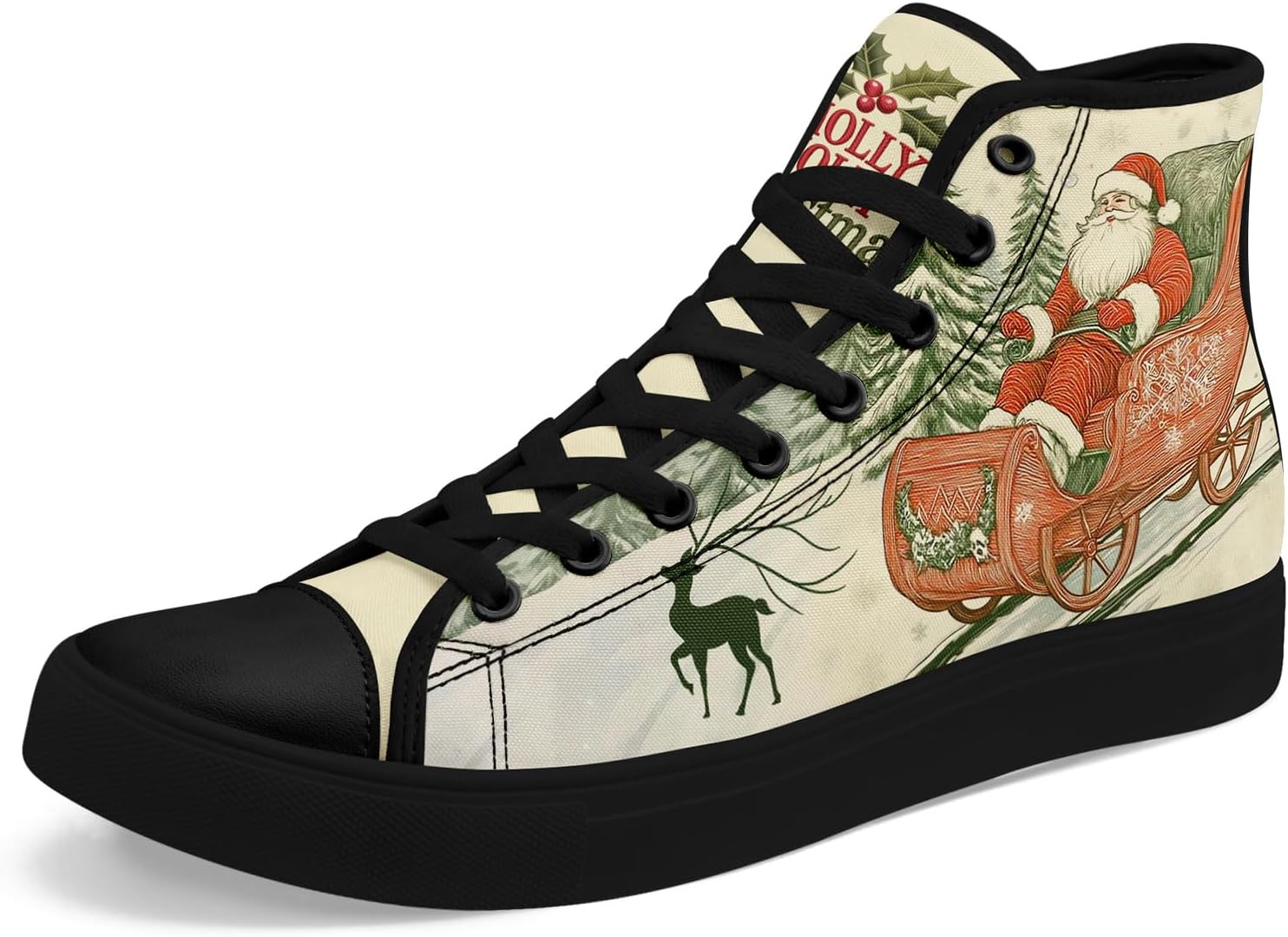 

Кеды на высокой подошве AWSOLE для мужчин и женщин с рождественским дизайном Санта-Клауса и снегом, удобные повседневные шнуровки, черный/красный/зеленый/бежевый/кремовый