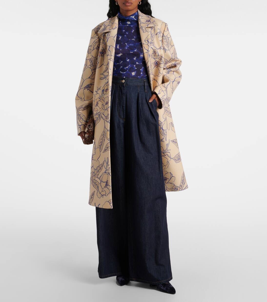 Джинсы с высокой посадкой и широкими штанинами Dries Van Noten, индиго — фото 2