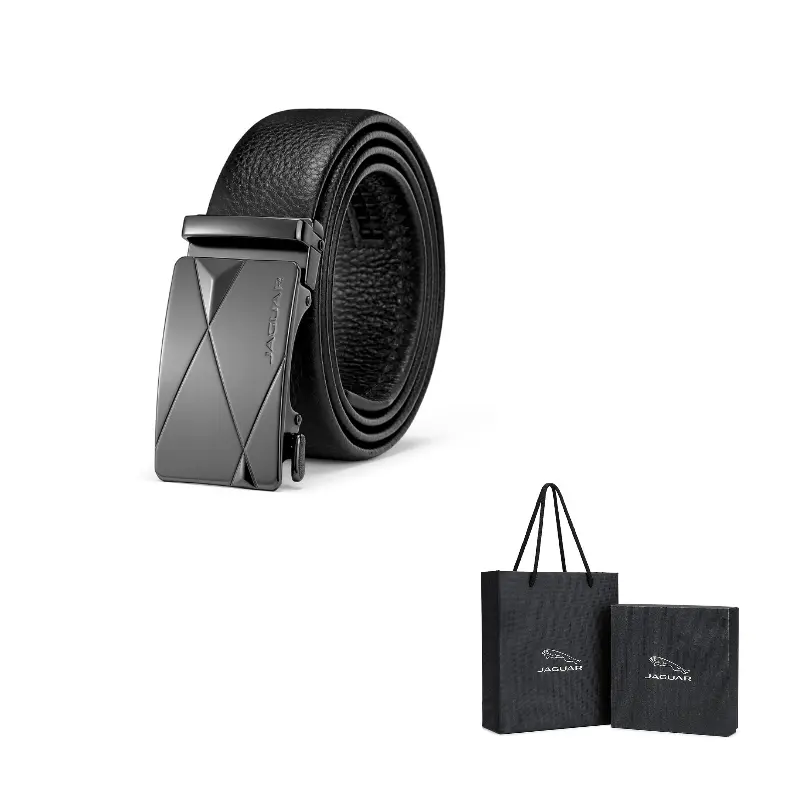 

JAGUAR Мужской кожаный ремень из коровьей кожи черный шириной 3,5 см, Black