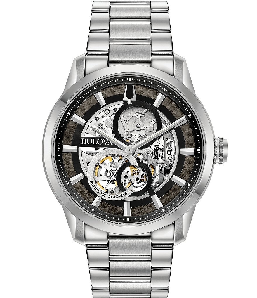 

Bulova Мужские классические механические автоматические часы Sutton с браслетом из нержавеющей стали, серебро