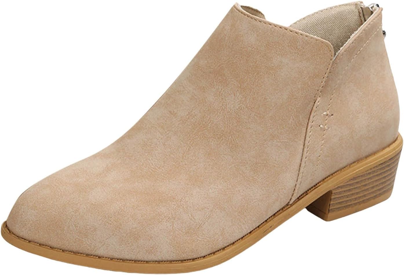 

Женские ботильоны с вырезами, зауженный носок, массивный каблук, низкий каблук, без застежки, западного стиля, челси, короткие, нарядные и повседневные туфли с толстым каблуком Generic, хаки