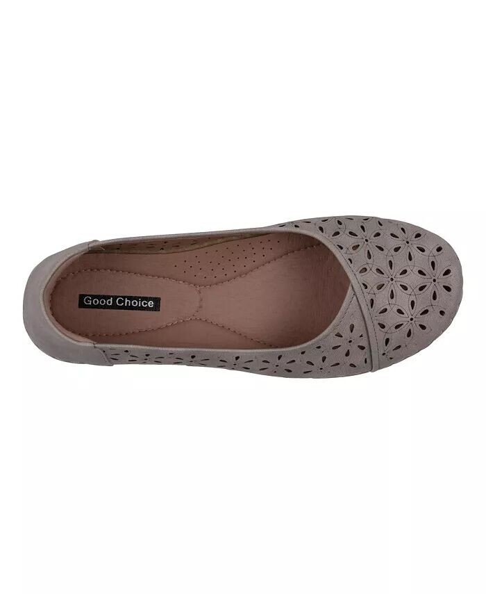 Женские балетки Nysha с круглым носком и лазерной резкой GC Shoes, серый — фото 4
