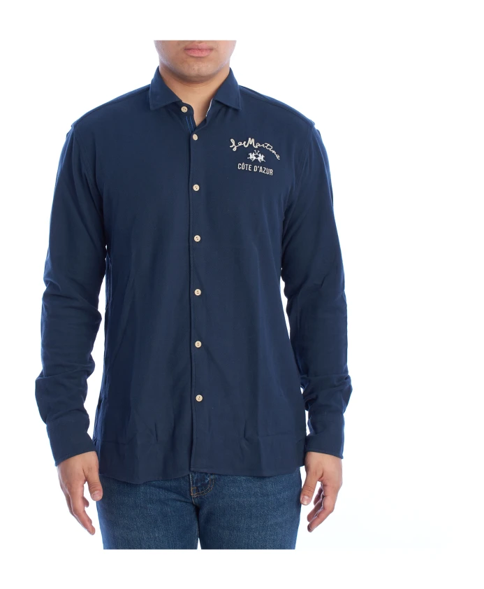 

Рубашка с длинными рукавами, элегантный повседневный дизайн. La Martina, синий