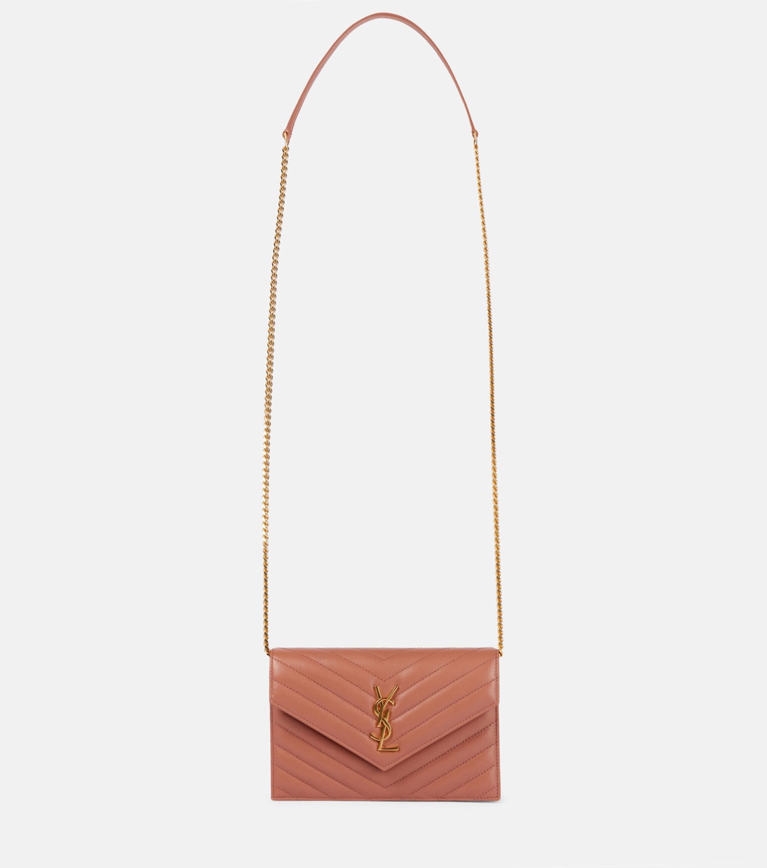 

Кошелек-клатч Cassandre из стеганой кожи на цепочке Saint Laurent, Barely Pink