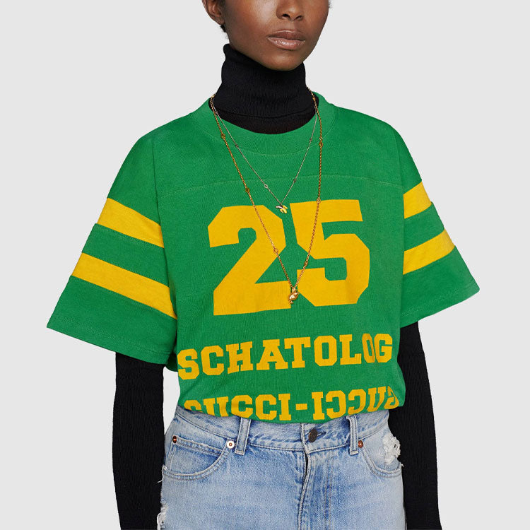 Футболка Gucci SS21 1921 Series Alphabet Printing Casual Short Sleeve Unisex Green, зеленый — фото 3