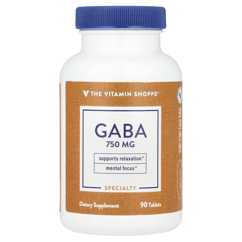 

The Vitamin Shoppe, ГАМК, 750 мг, 90 таблеток