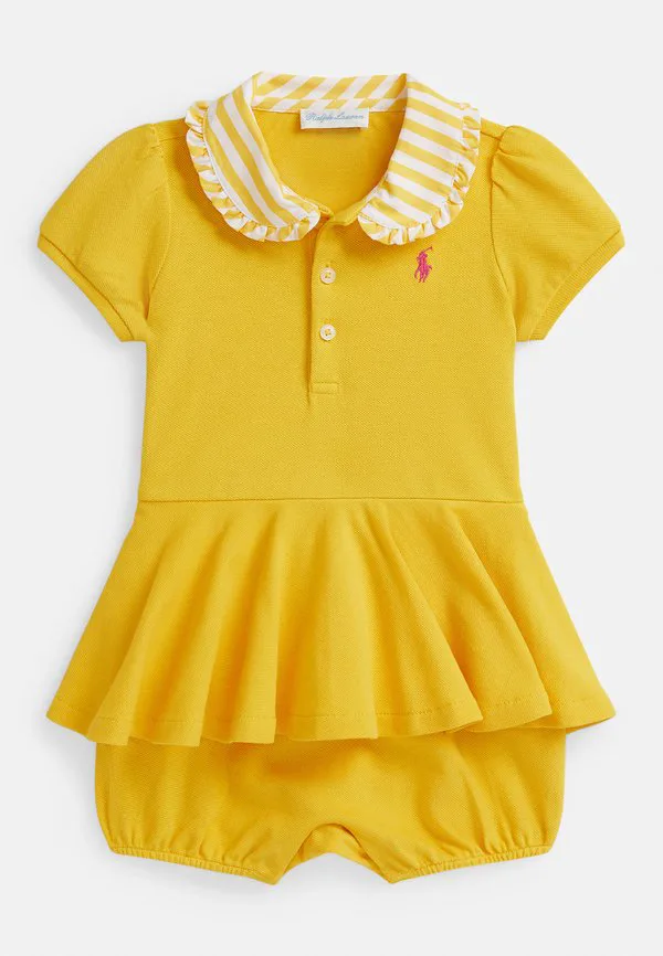 Короткий комбинезон для сна с контрастным воротником и пузырьками Polo Ralph Lauren, Racing Yellow