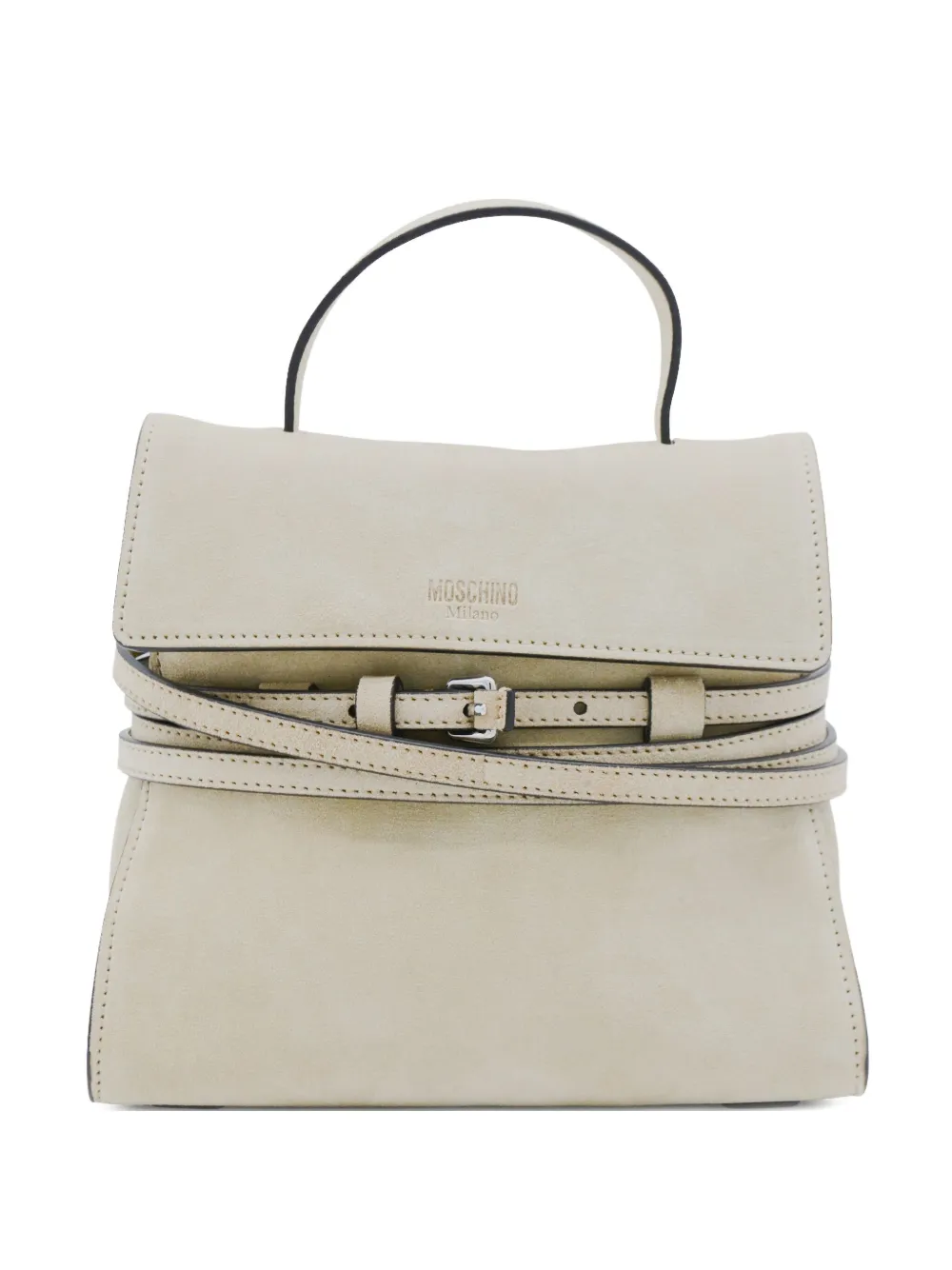 

Сумка-тоут из кожи с логотипом Moschino, нейтральный