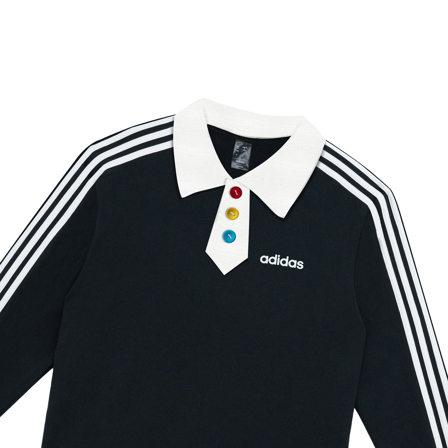 Футболка поло Unisex с 3 полосками Adidas, черный — фото 4