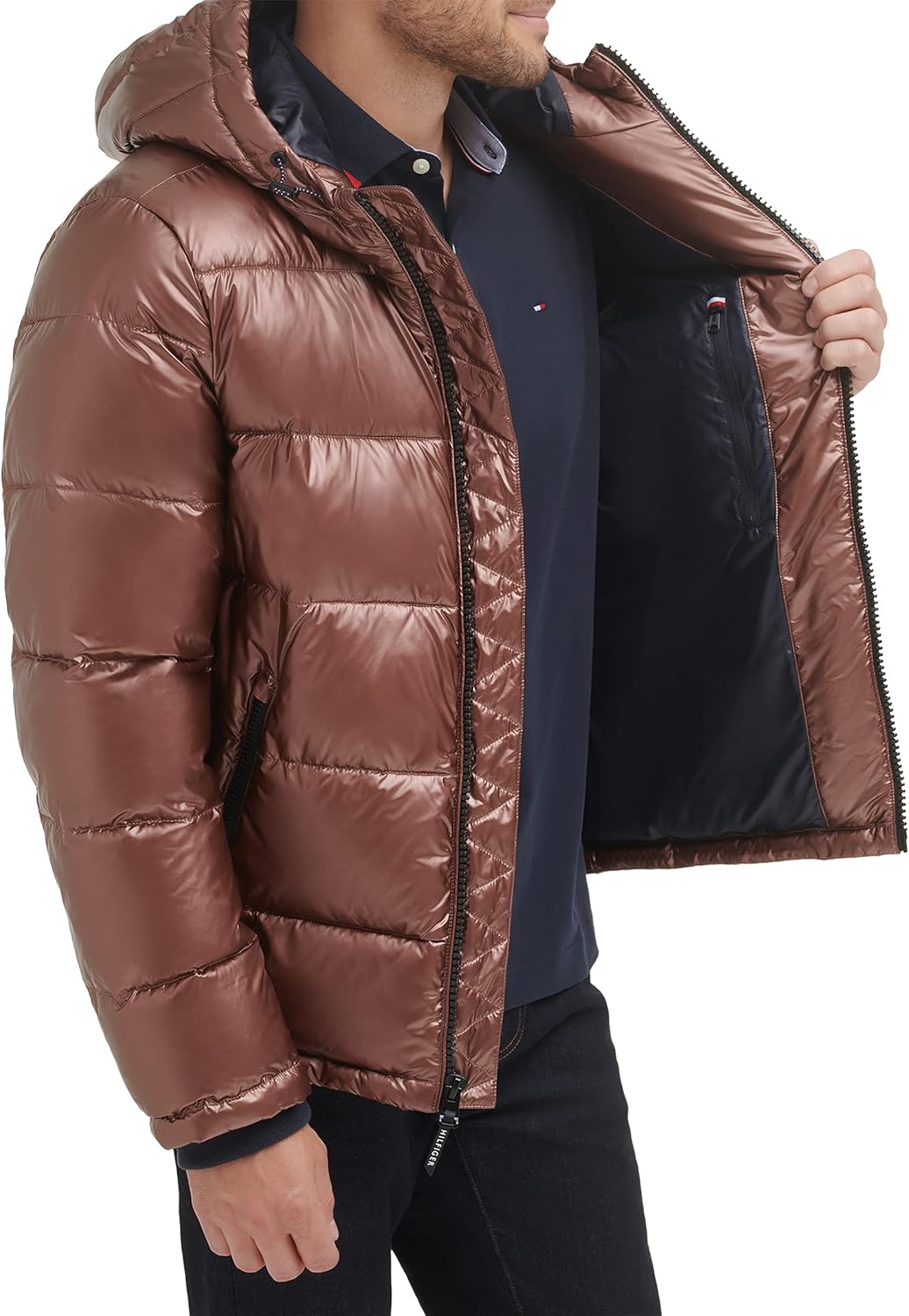 Мужская стеганая куртка с капюшоном Tommy Hilfiger (стандартная и для больших и высоких), Pearlized Brown — фото 4