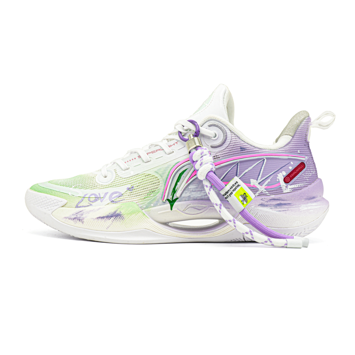 

Super Light V2 амортизация устойчивость к истиранию дышащие низкие баскетбольные кроссовки мужские LINING, Fresh фиолетовый