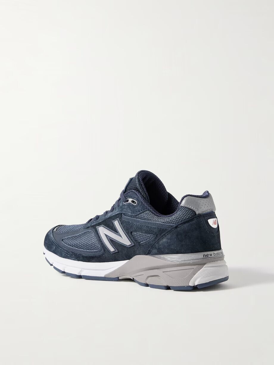 Кроссовки 990v4 из замши и сетки с кожаной отделкой New Balance, темно-синий — фото 3