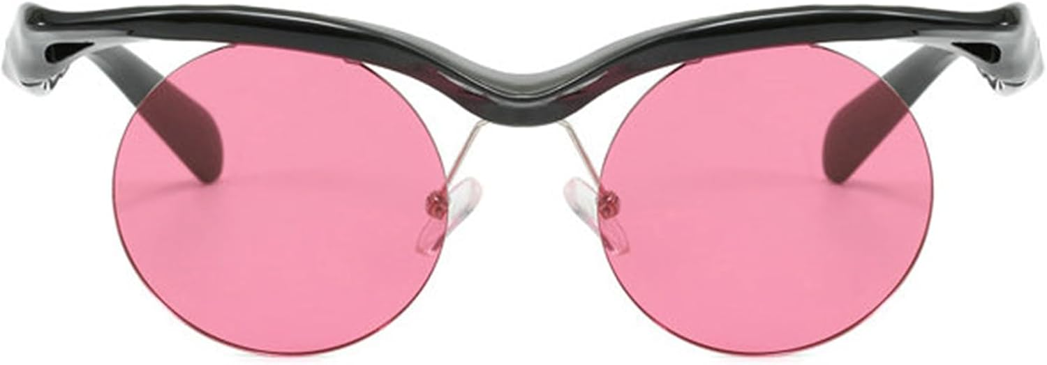 

Солнцезащитные очки Willochra в маленькой круглой оправе в стиле панк для женщин и мужчин, роскошные винтажные солнцезащитные очки без оправы для женщин, защита от УФ-излучения UV400, Black Red