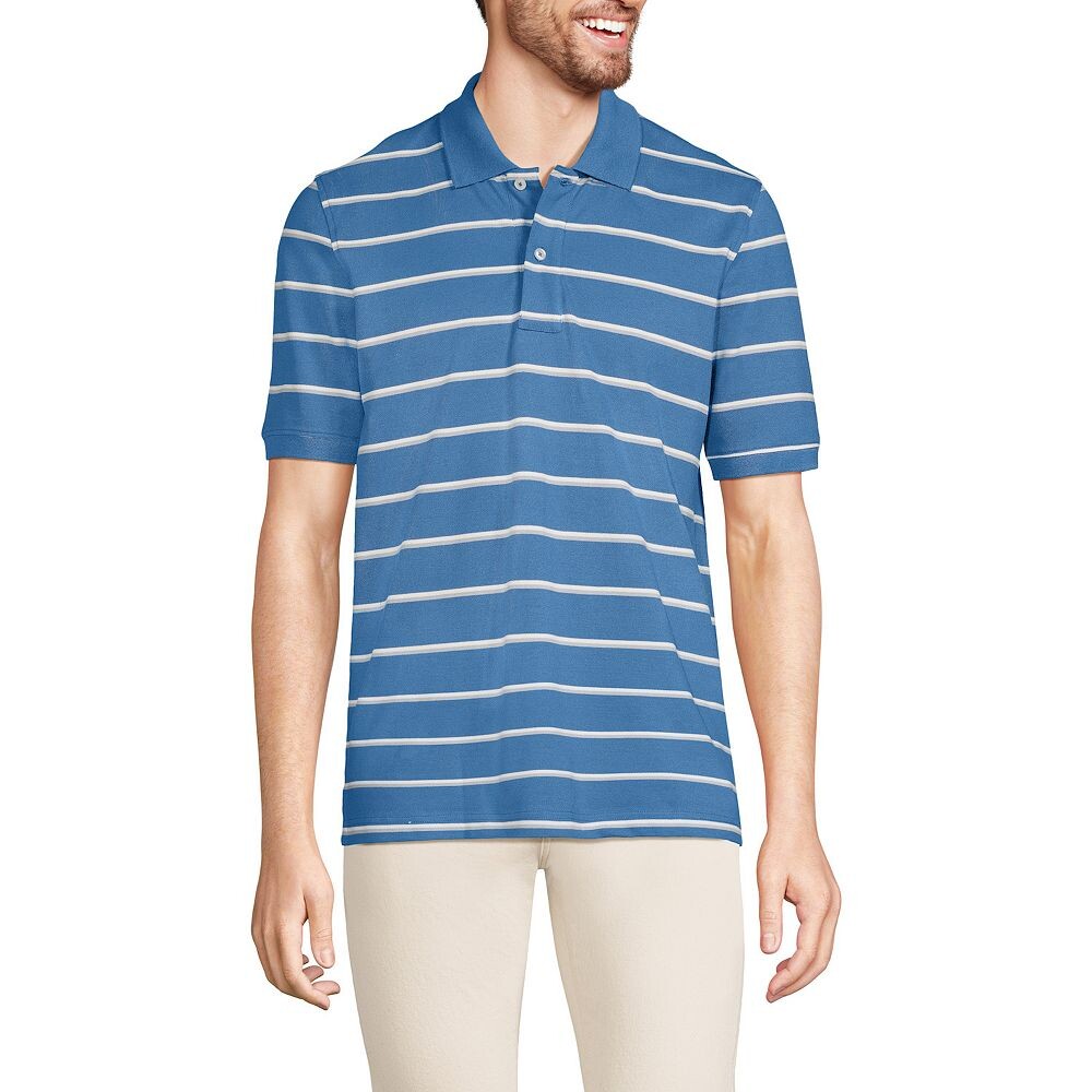 

Мужская рубашка-поло в сетку Lands End Comfort-First Lands' End, цвет Mariner Blue Stripe