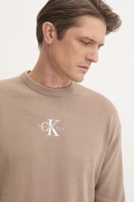 

Хлопковый свитер Calvin Klein Jeans, коричневый