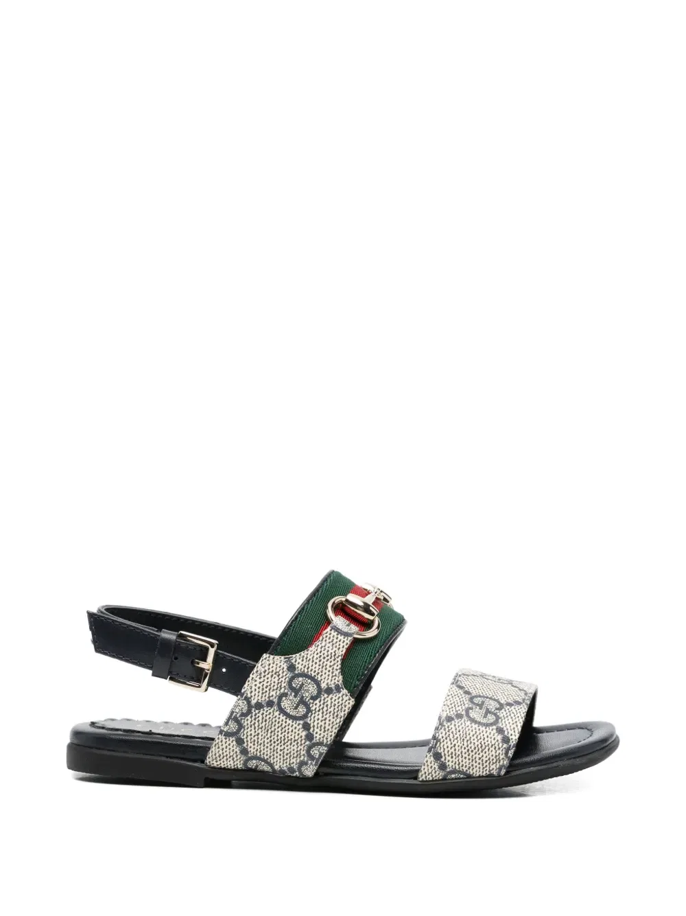 Сандалии Gucci Kids с ремешком в виде конской уздечки, сине-бежевые