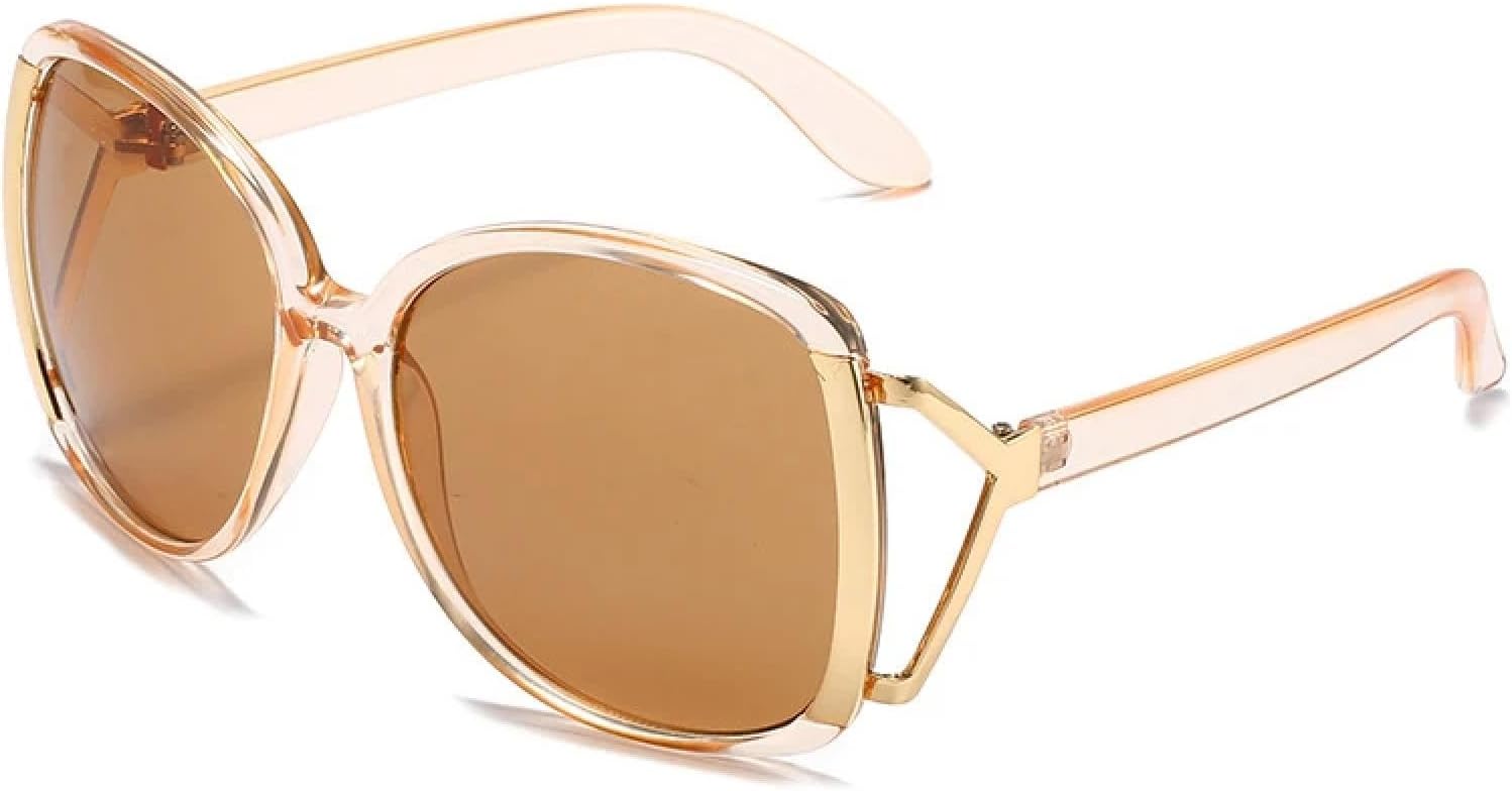 

Солнцезащитные очки в овальной оправе в стиле ретро, ​​большие, для путешествий, вождения, для активного отдыха, унисекс, защита от УФ-излучения UV400 TKKTLLT, Champagne Tea