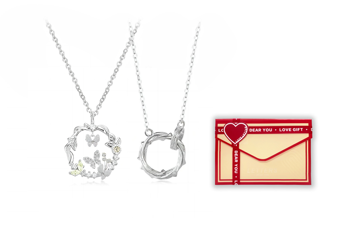 

Унисекс ожерелье GIFU, Butterfly Lucky Flower Crown Couple Necklace + [Love Frequency Gift Box]