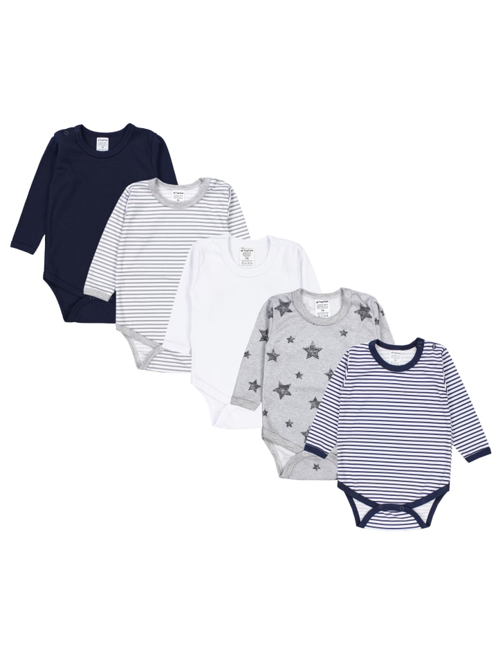 

TupTam Детские боди с длинными рукавами для мальчиков, комплект из 5 штук, серо-белый цвет