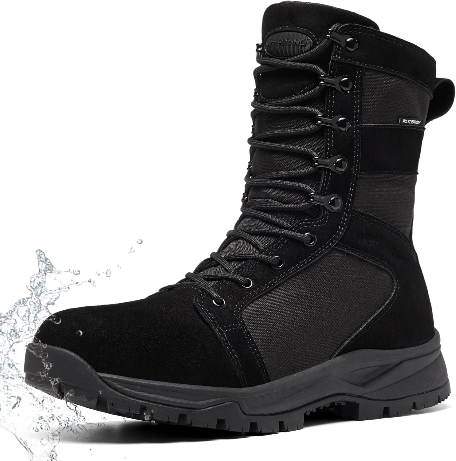 

Мужские военные тактические ботинки водонепроницаемые 20 см замшевые кожаные легкие дышащие ботинки для походов и боевых действий пустынные ботинки Mr Hiking, черный