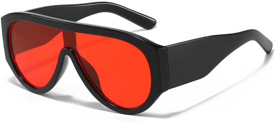 

Модные большие женские солнцезащитные очки в стиле ретро, ​​цельные, красные и зеленые, с защитой от УФ-излучения UV400, мужские солнцезащитные очки с градиентным покрытием TKKTLLT, Black Red